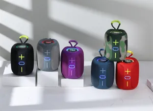 Portable wireless bluetooth mini speaker with led light and strap, outdoor waterproof.