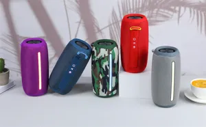 Portable wireless bluetooth speaker with colorful LED lights and rich bass sound for outdoor.