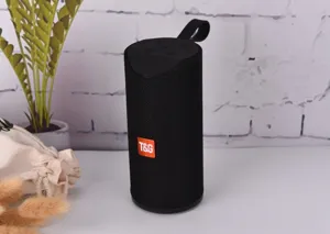 Portable Wireless Bluetooth Speaker with T&G Logo Black Cylindrical Design Outdoor Audio