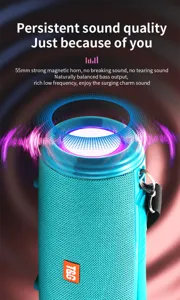 Haut-parleur Bluetooth extérieur portable avec lumières colorées et double diaphragme puissant.