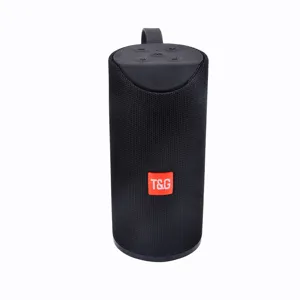 Portable wireless bluetooth speaker with deep bass, waterproof design for outdoor music playing.