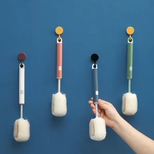 Long Handle Sponge Cup Brush Bottle Cleaner Detachable Replacement Head Kitchen Cleaning Tool Household Washing Brush