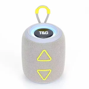 Enceinte Bluetooth sans fil portable avec lumières LED vibrantes et sangle pratique.