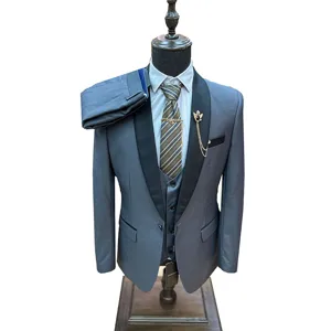 Ανδρικό κοστούμι slim fit 3 τεμαχίων με σάλι για αποφοίτηση γάμο επίσημο ανδρικό στυλ