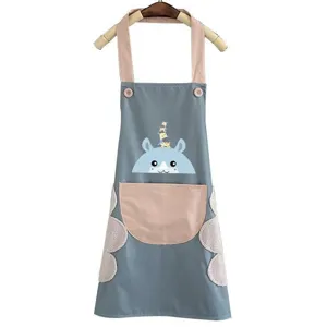 Wasserdichte Küchenschürze mit Taschen und Handtüchern, niedliches Cartoon-Design zum Kochen.