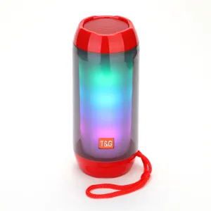 Tragbarer kabelloser Bluetooth Lautsprecher mit bunten RGB Atemlichtern und Stereoklang.