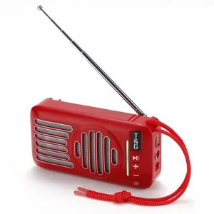 Tragbarer kabelloser Bluetooth-Lautsprecher mit Antenne und roter Kordel fuer outdoor
