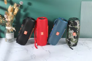Haut-parleur Bluetooth sans fil portable avec logo T&G, design cylindrique, multicolore.