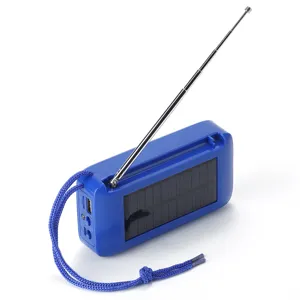 Tragbarer Solar Radio Bluetooth Lautsprecher kabelloser Outdoor Musikplayer mit Antenne blau.