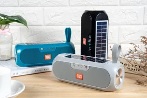 Portable solar bluetooth speaker outdoor wireless stereo subwoofer with handle and tf card slot