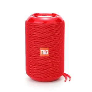 Tragbarer kabelloser Bluetooth-Lautsprecher mit Stoffnetz und wasserdichtem Outdoor-Design.