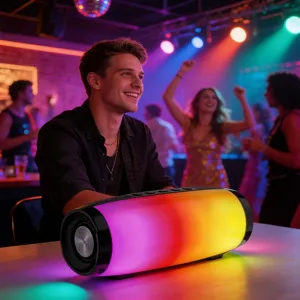 Haut-parleur bluetooth sans fil portable doté de superbes lumières LED colorées pour fête.