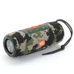 Haut-parleur Bluetooth sans fil portable avec motif camouflage et basses puissantes.