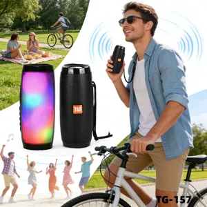 Haut-parleur Bluetooth sans fil portable avec lumières LED TWS stéréo basses puissantes