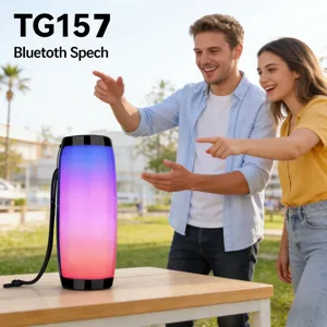 Enceinte Bluetooth sans fil portable avec lumières LED colorées pour fêtes en plein air.