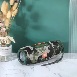 Haut-parleur Bluetooth sans fil portable avec motif camouflage et une lanière pratique