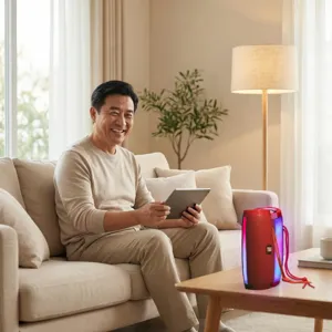 Haut-parleur Bluetooth sans fil portable avec lumières LED colorées et basses riches.