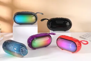 Portable colorful RGB wireless Bluetooth speaker with TWS function and cool capsule design.