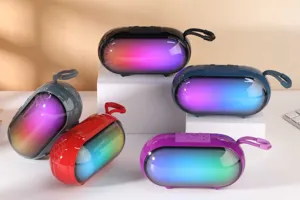 Portable wireless Bluetooth speaker with vibrant RGB LED lights and deep bass sound.