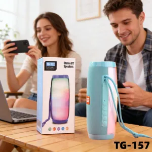 Haut-parleur Bluetooth sans fil portable avec lumières LED colorées et son stéréo puissant.