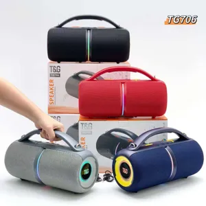 Portable wireless Bluetooth speaker TG706 with stereo sound, card slot, and colorful LED.