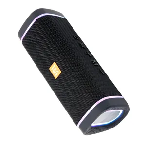 Tragbarer kabelloser Bluetooth-Lautsprecher mit LED-Licht, Outdoor-Stoffdesign, starker Bass.