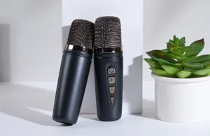 Wireless Bluetooth microphone dual set black karaoke handheld mic product detail view
