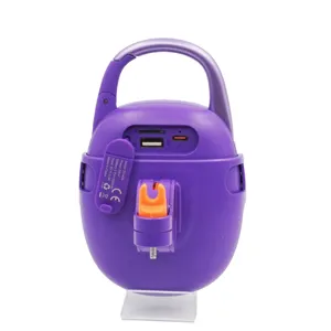 Tragbarer Outdoor-Bluetooth-Lautsprecher mit Karabiner und Fahrradhalterung, violetter Ton.