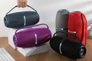 Portable wireless Bluetooth speaker with heavy bass RGB lights and carrying strap design