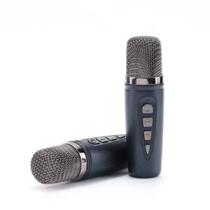 Wireless bluetooth handheld microphone for family KTV and karaoke, portable dual mic set.