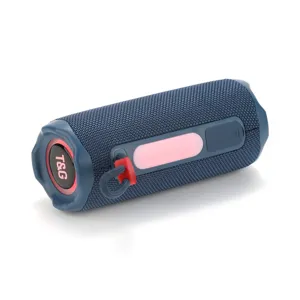 Portable outdoor Bluetooth speaker with RGB lights, waterproof wireless fabric sound box.
