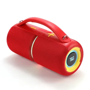 Portable wireless Bluetooth speaker with handle, rich bass and LED lights for outdoor use