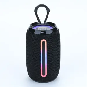 Altavoz Bluetooth inalámbrico portátil cilíndrico mini audio exterior con luz LED colorida.
