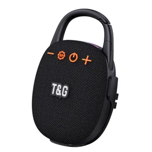 Tragbarer kabelloser Outdoor-Bluetooth-Lautsprecher mit integriertem Karabiner für Musik.