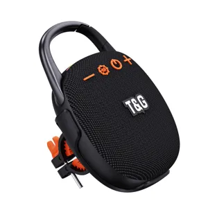 Tragbarer Outdoor Bluetooth Lautsprecher mit Karabiner und Fahrradhalterung, tiefer Sound.