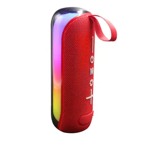 Enceinte Bluetooth sans fil portable avec lumiere LED RGB TWS Stereo Exterieur Rouge