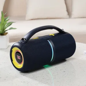Portable Outdoor Wireless Bluetooth Speaker With RGB Light Dual Bass Diaphragm Handheld Fabric Deep Bass Sound System