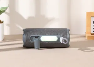 Portable wireless bluetooth speaker with LED ambient light and deep bass stereo sound.