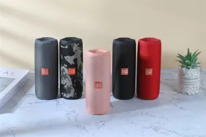 Portable waterproof bluetooth speaker with TWS stereo heavy bass sound for outdoors.