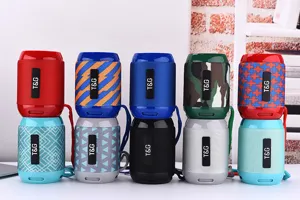 Portable wireless Bluetooth speaker with vibrant colors, compact design, and rich bass sound.