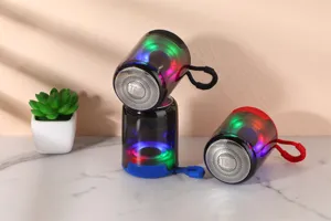 Portable wireless Bluetooth speaker with colorful LED lights, deep bass and handy lanyard.
