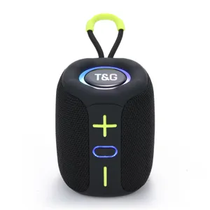 Portable mini outdoor Bluetooth speaker with LED light TWS wireless audio gadget detail view
