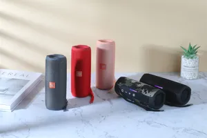 Portable waterproof bluetooth speaker with colorful lights and powerful stereo sound for outdoor use.