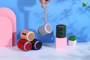 Tragbarer kabelloser Mini-Bluetooth-Lautsprecher mit RGB-Lichtern und praktischer Schlaufe.