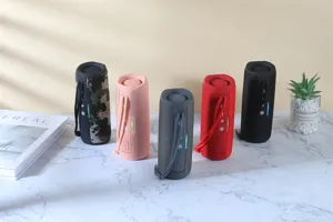 Portable waterproof bluetooth speaker with colorful lights, dual drivers and heavy bass.