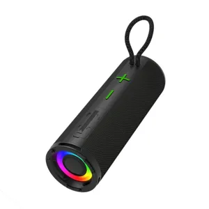 Altoparlante Bluetooth senza fili portatile con luce RGB colorata e pratico cordino da polso.