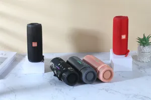 Portable waterproof bluetooth speaker with colorful lights and dual bass sound.