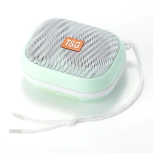 Portable mini bluetooth speaker with macaron mint green design, wireless outdoor sound box.
