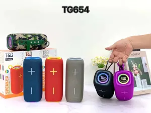 Tragbarer kabelloser Bluetooth-Lautsprecher mit RGB-Lichtern und starkem Bass für außen.