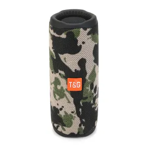 Portable bluetooth speaker wireless outdoor waterproof heavy bass cylindrical camo sound box detail